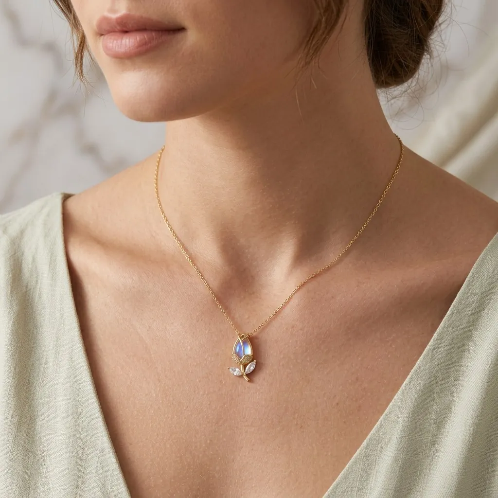 Blumen-Halskette mit Opal – Ansicht 2