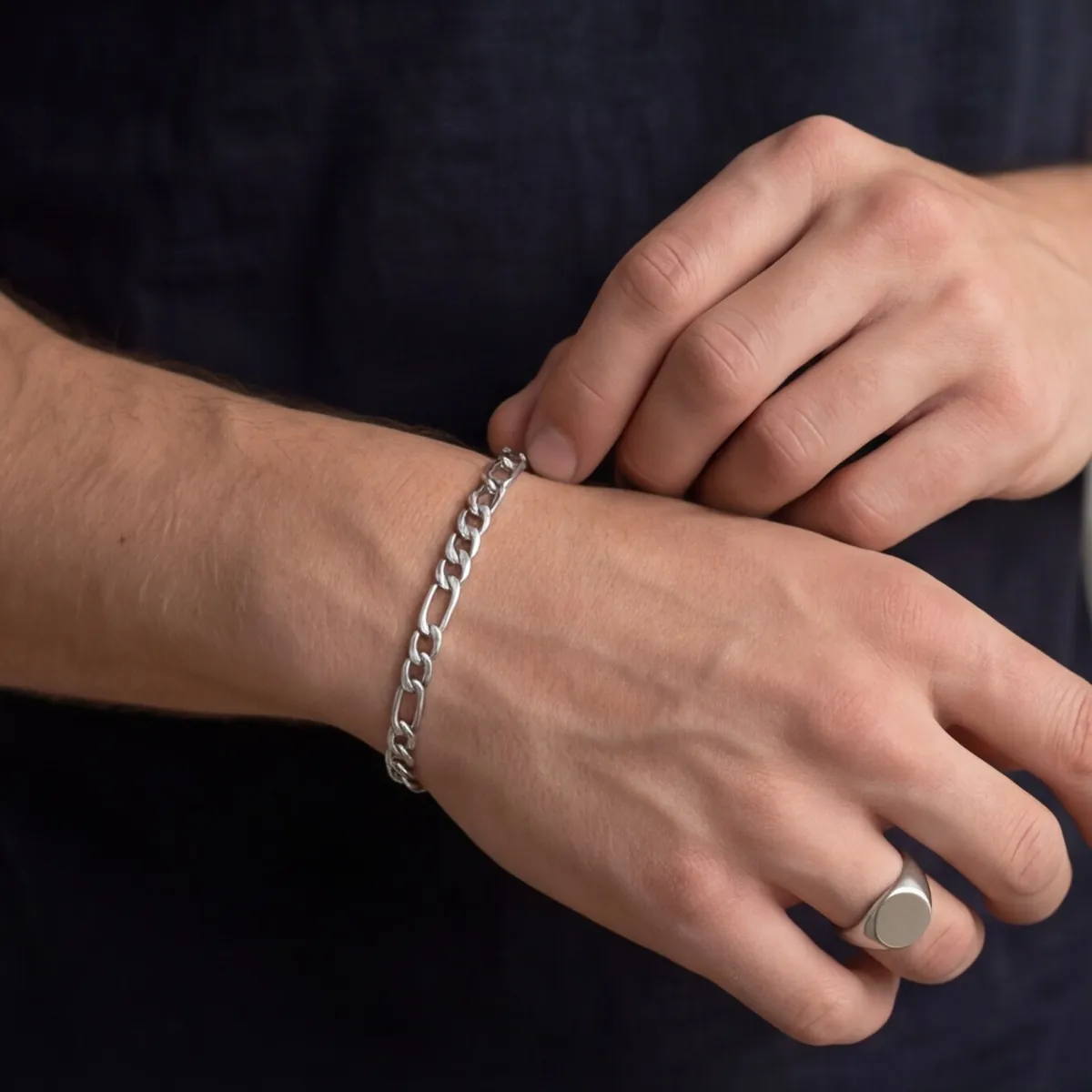 Figaro-Armband, Silber – Ansicht 3
