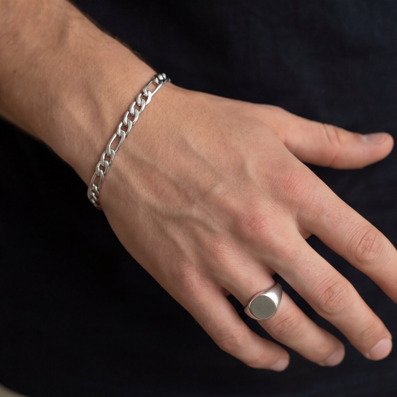 Figaro-Armband Herren Silber