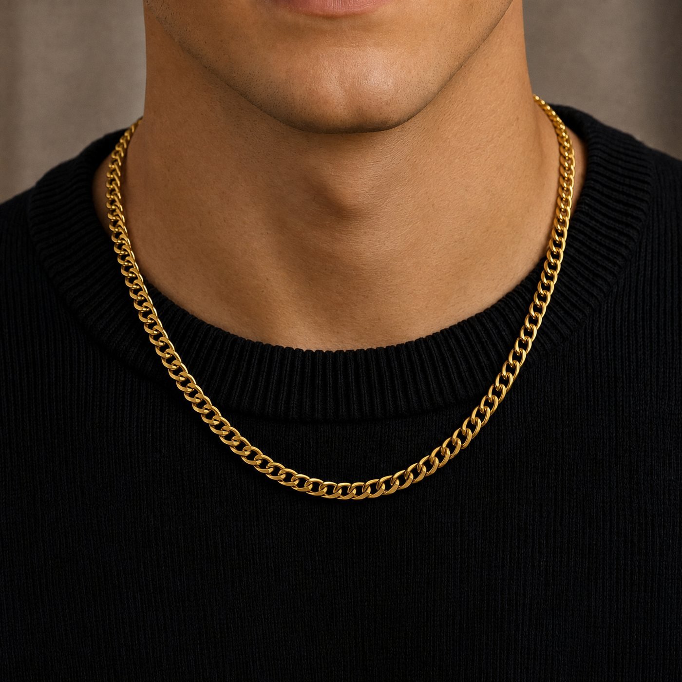 Kubanische Panzerkette Herren in 18k Gold