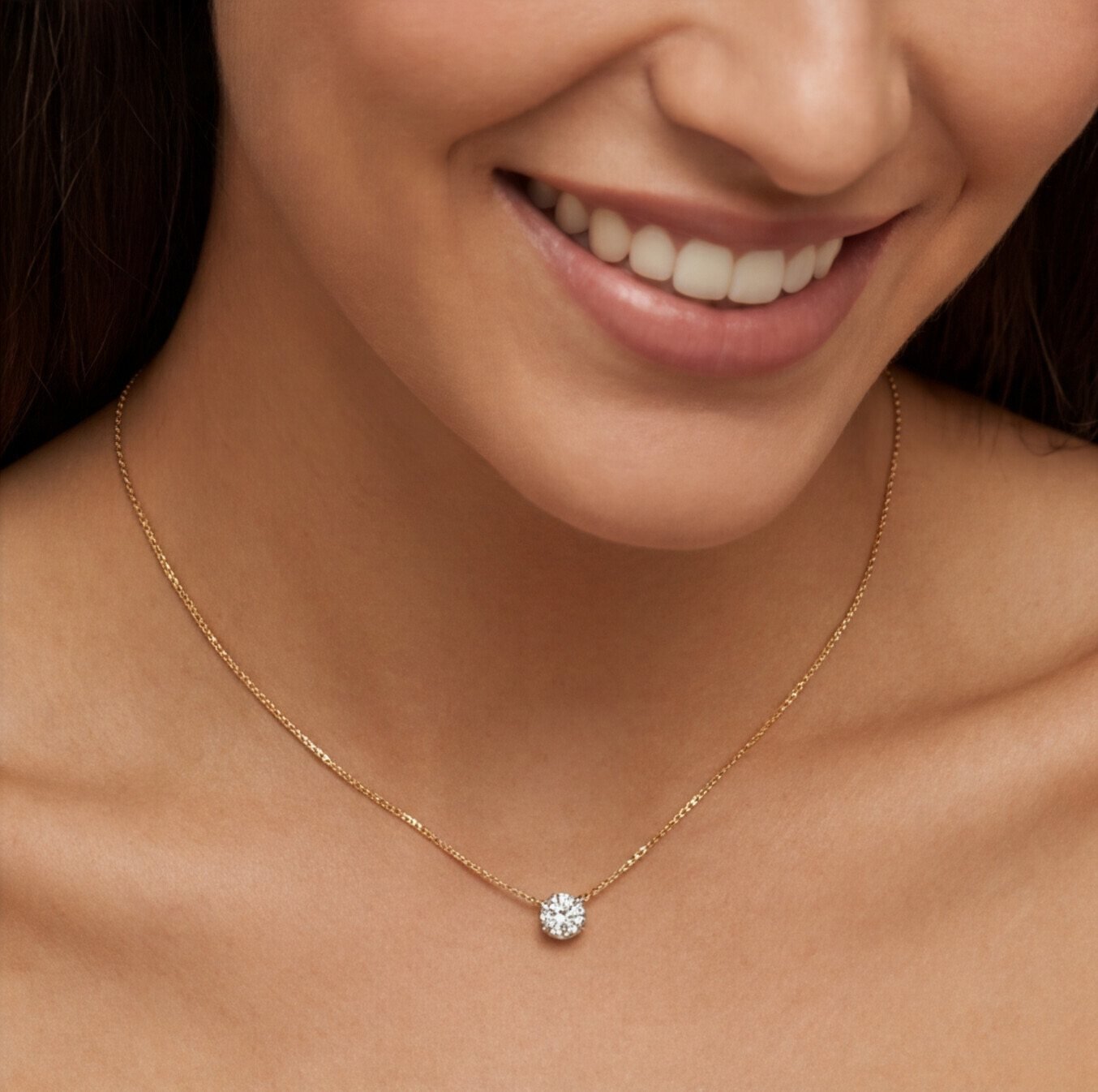 Solitär-Anhänger Halskette in 18k Gold